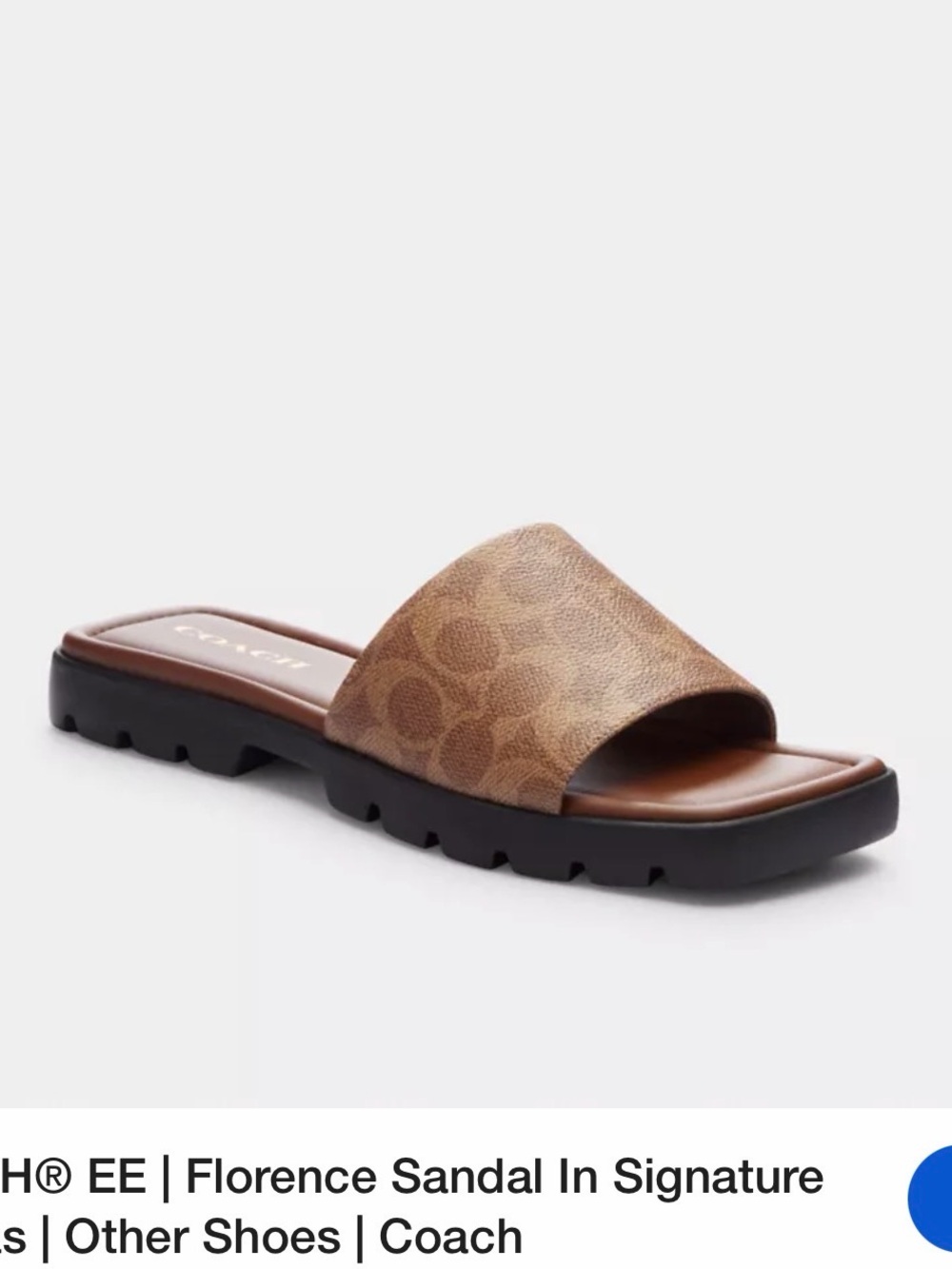 Coach Florence Slide Sandal in Brown Signature in box